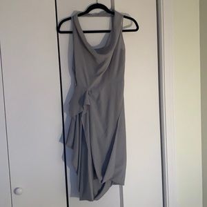 Beautiful gray/blue formal dress. Lovely layers and open back.